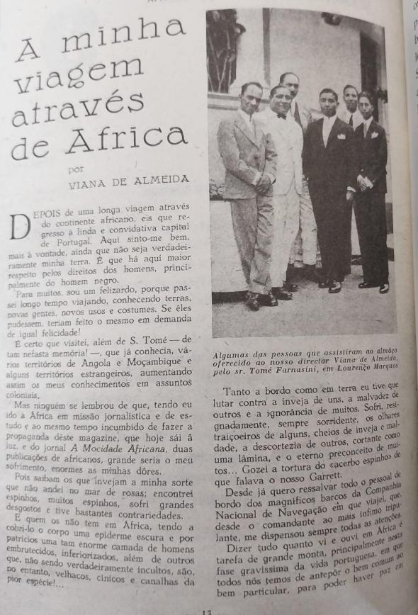 Viana de Almeida’s voyage, Africa Magazine (1932)